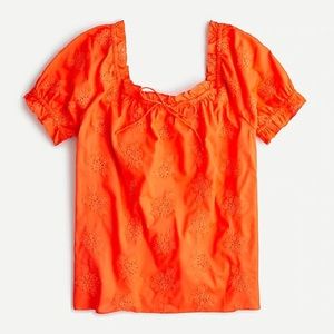NWT J. Crew Square-neck top w/embroidered eyelet S